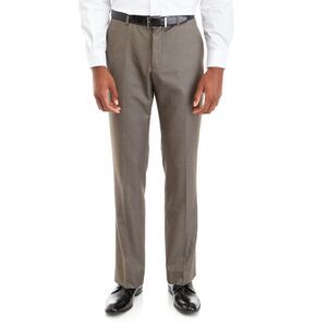 Perry Ellis Men's Dress Pants Size 33x30 Major Brown Slim Fit Stretch Waistband